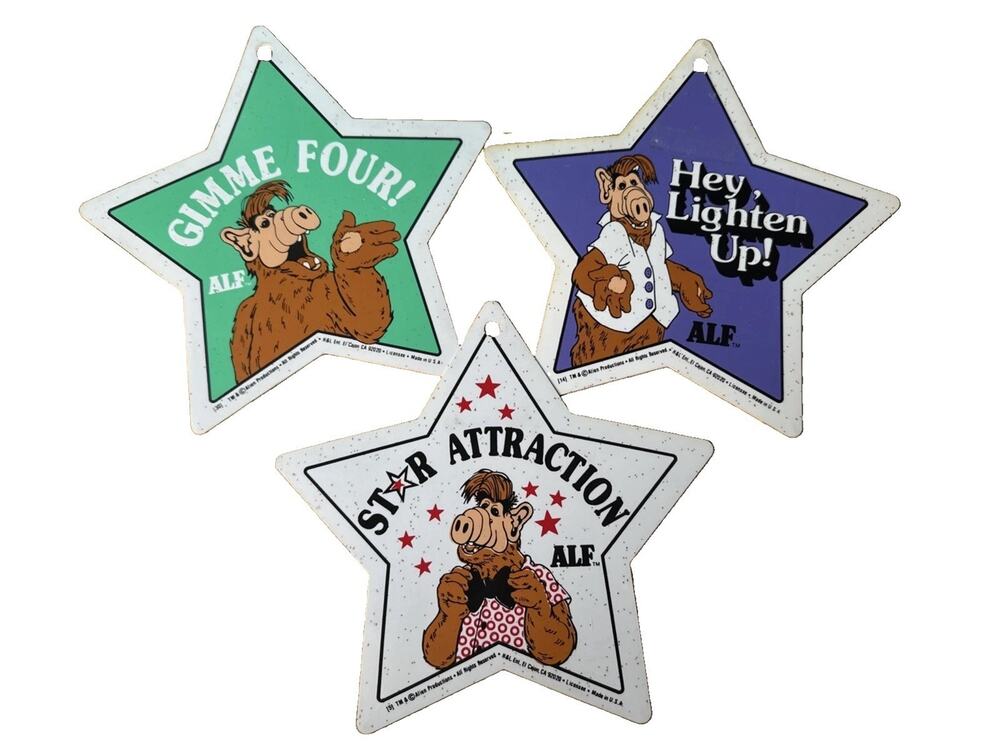 Alf Star Shaped Signs Lot If 3 TV Show Alien Production Vintage